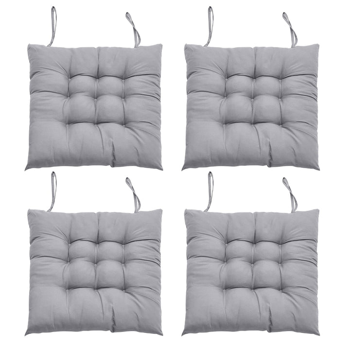 4er Set Stuhlkissen mit Bändern, Bequemes Sitzkissen 40x40 cm Stuhlauflage für Bürostuhl, Gartenstuh