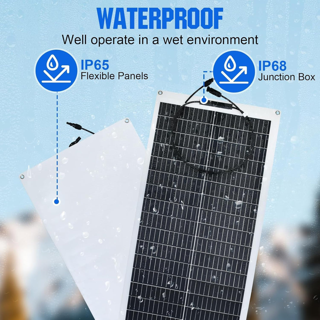 ECO-WORTHY 100W 12V Solarpanel Flexibel Monokristallines Solarpanel, Solarmodul mit Ladekabel für Wo