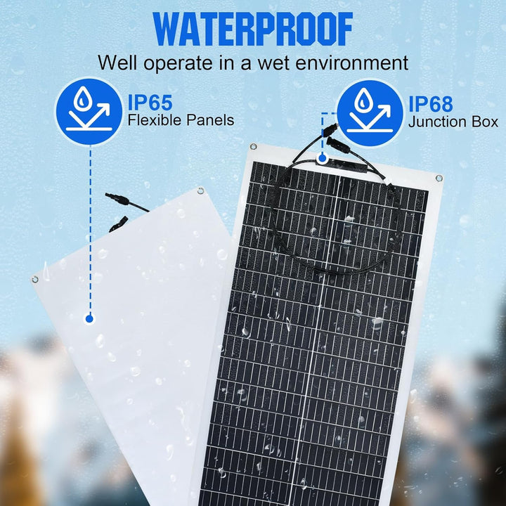 ECO-WORTHY 100W 12V Solarpanel Flexibel Monokristallines Solarpanel, Solarmodul mit Ladekabel für Wo