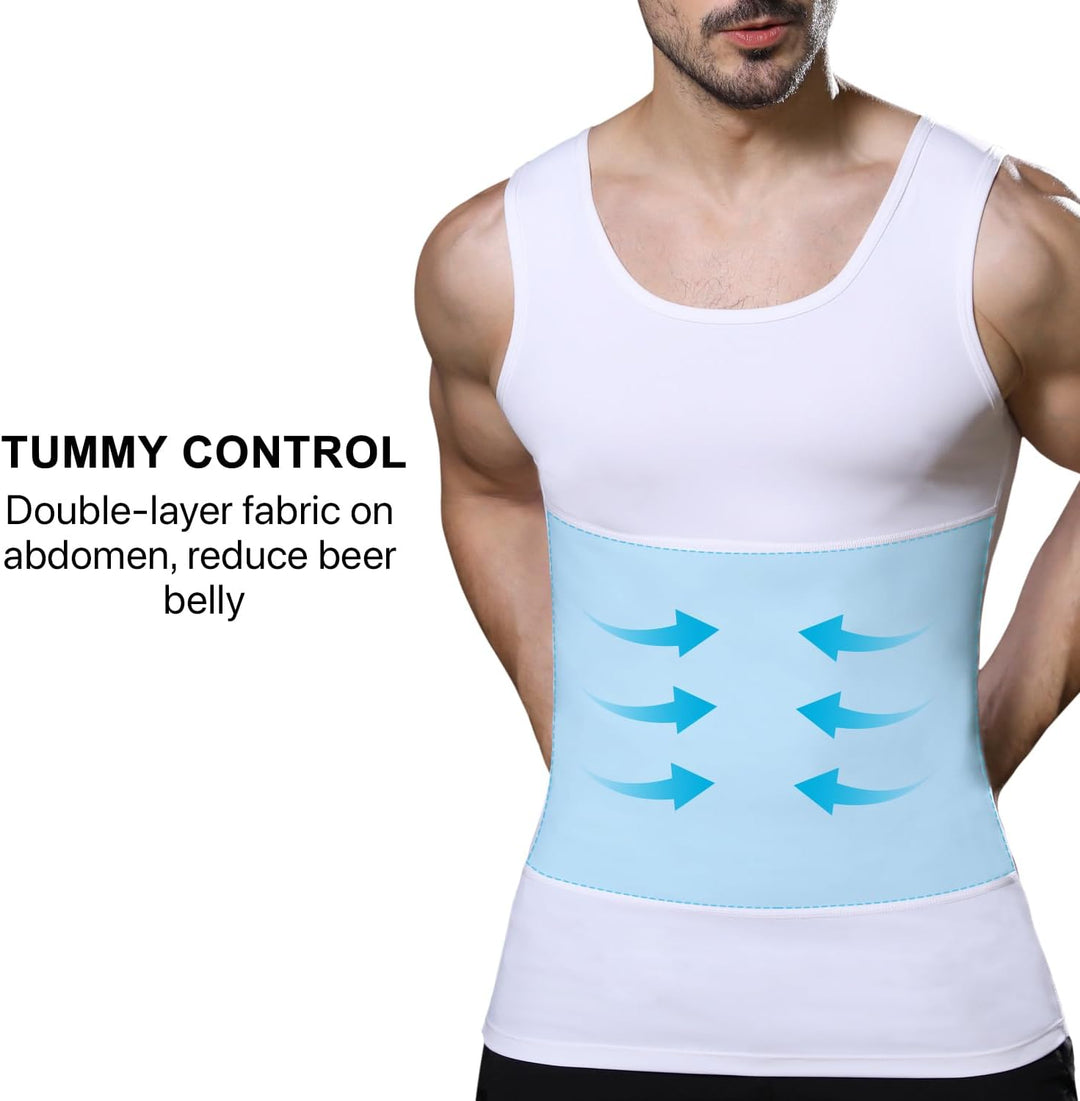 Lgtfy Herren Bauchweg Body Shaper Weste Brust Bauch Kompression Tank Top Bauch Verstecken Unterhemde