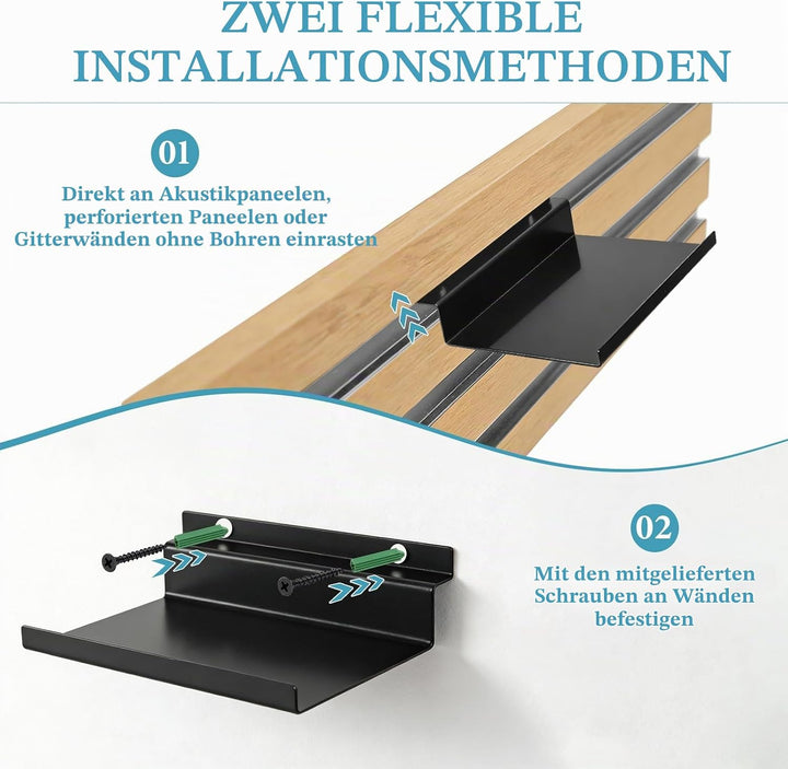 MIGUBIGU 1 Pcs Regal für Akustikpaneele Ohne Bohren 25 x 15 cm, Wandorganizer für Akustikpaneele Sch