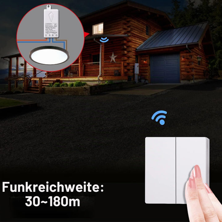 Mengshen Kabelloser Lichtschalter Und Empfänger Kit - Keine Verkabelung Erforderlich, Bis Zu 100ft R