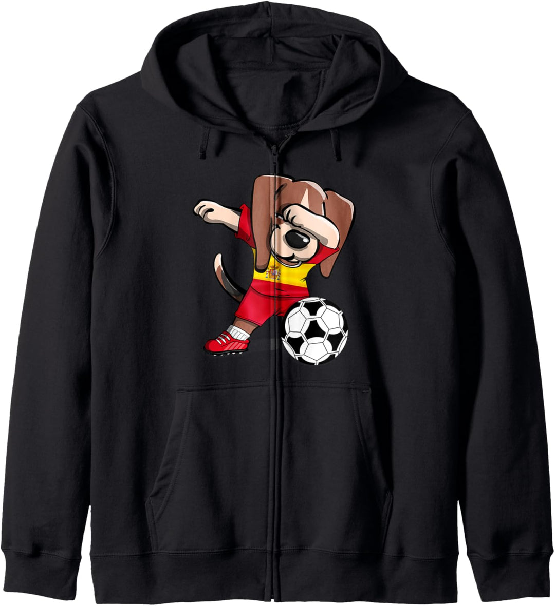 Dabbing Beagle-Hund Spanien Fussball - Spanische Flagge Kapuzenjacke