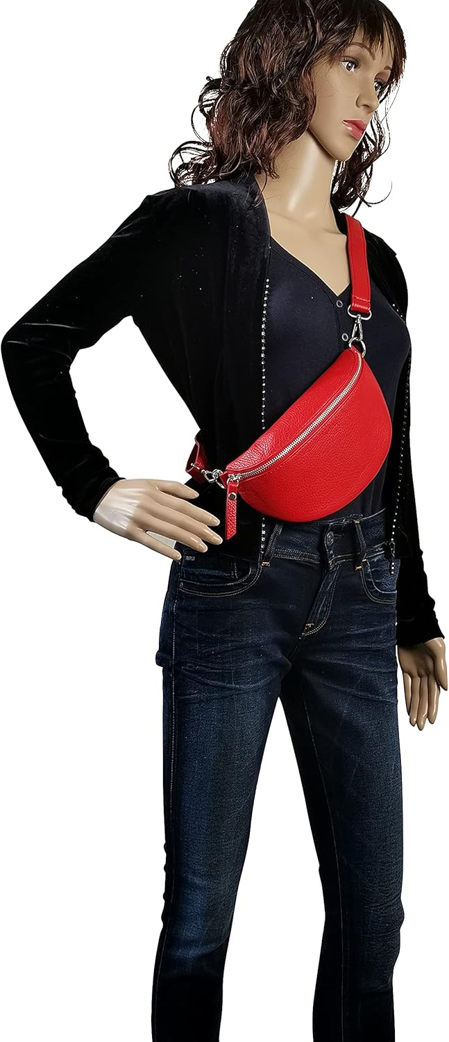 AmbraModa GLX10 - Damen Herren Unisex kleine Hüfttasche Gürteltasche Bauchtasche Umhängetasche aus E