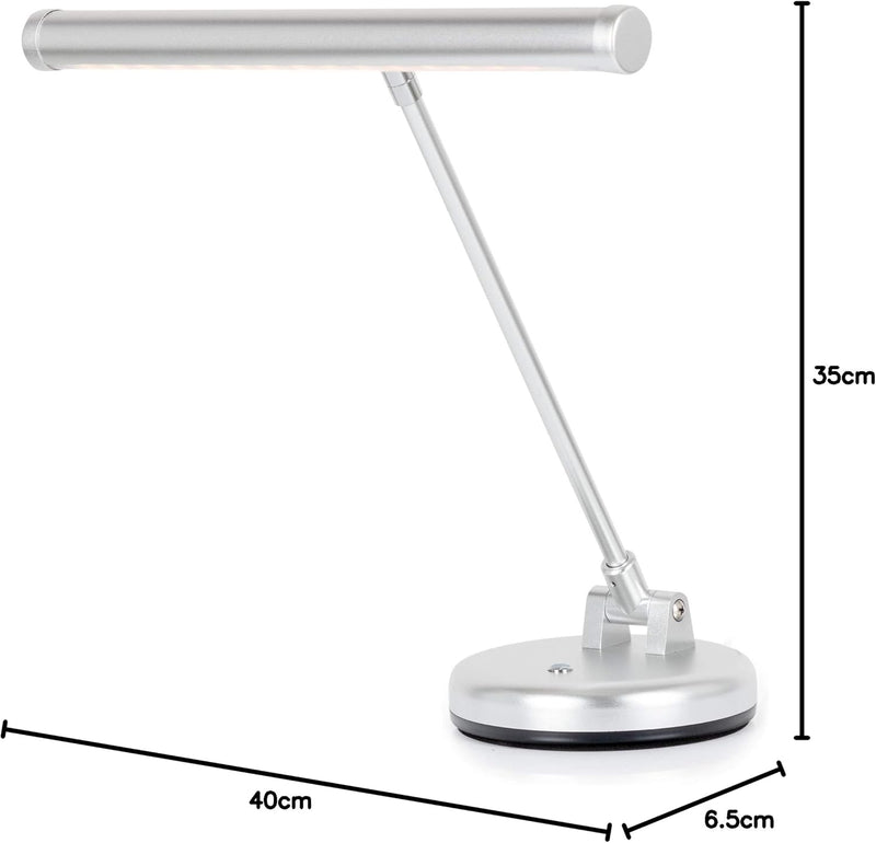 Showlite PL-1SL LED Klavierleuchte silber matt (Klavierlampe, 15 LEDs, 2 Stufen, 36 cm Höhe, Betrieb