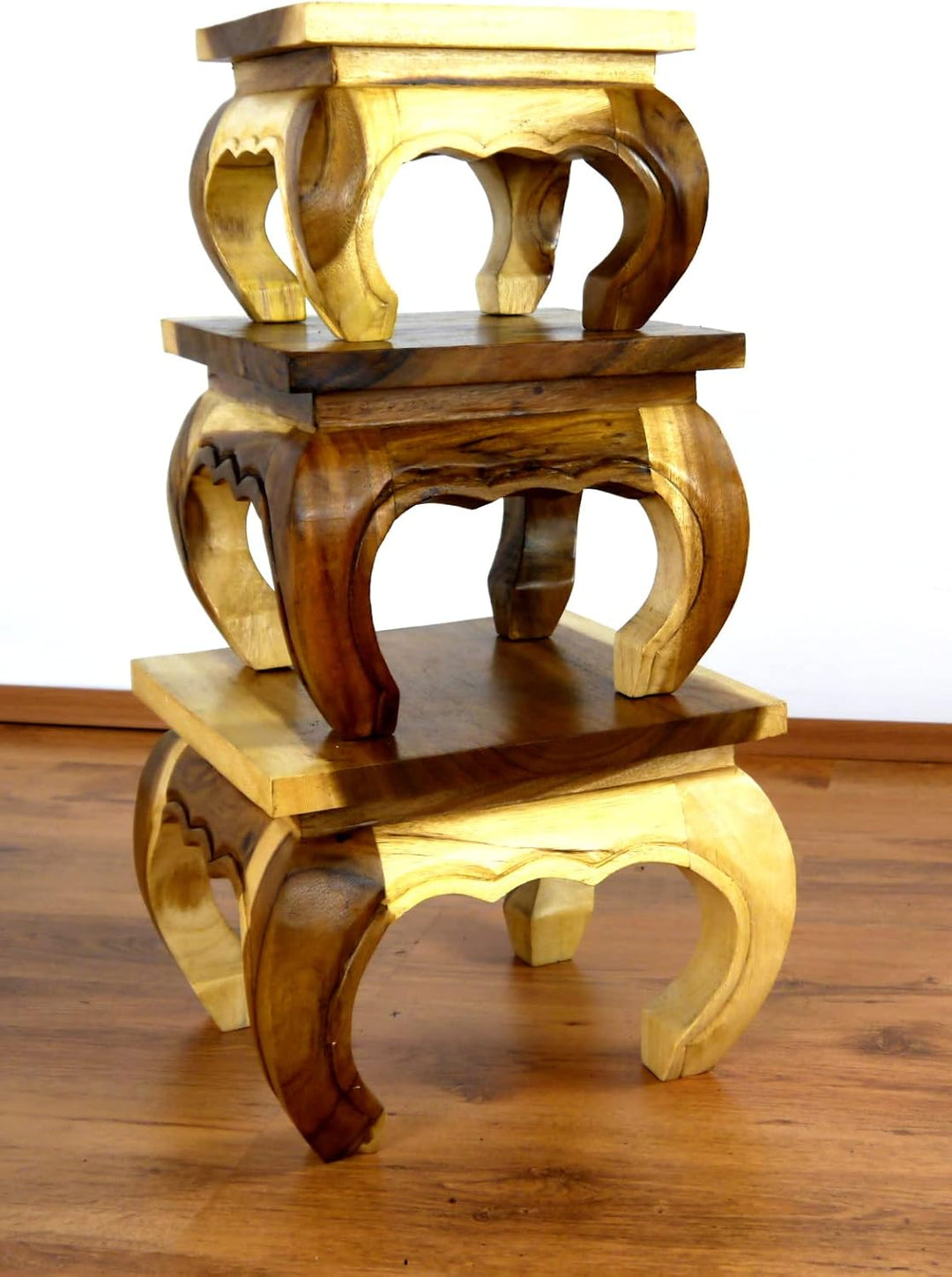 livasia Opiumtisch, Beistelltisch aus Massivholz, Nachttisch (30cm) 30 x 30 cm, 30 x 30 cm