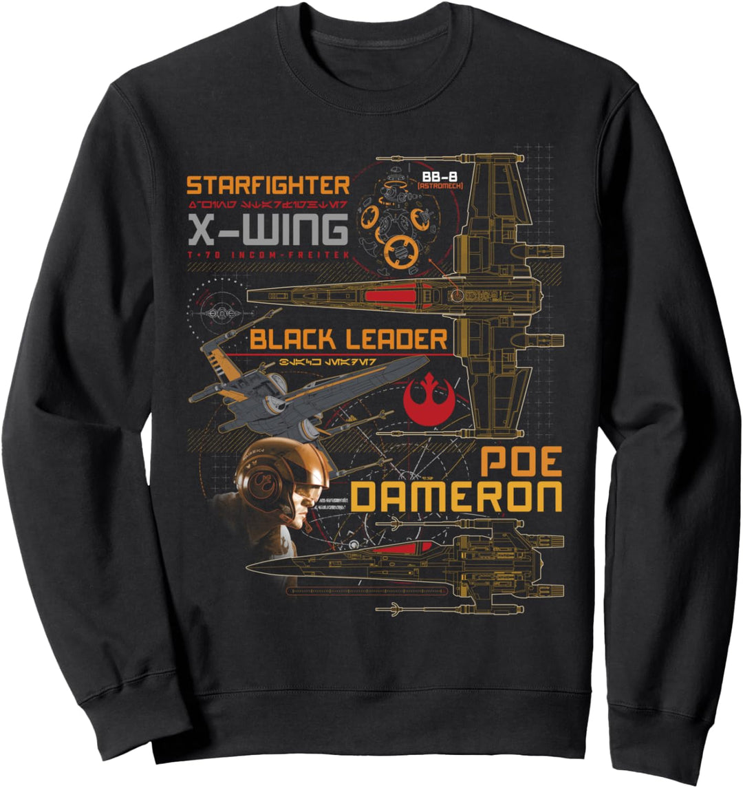 Star Wars Last Jedi Poe Dameron Black Leader X-Wing Sweatshirt