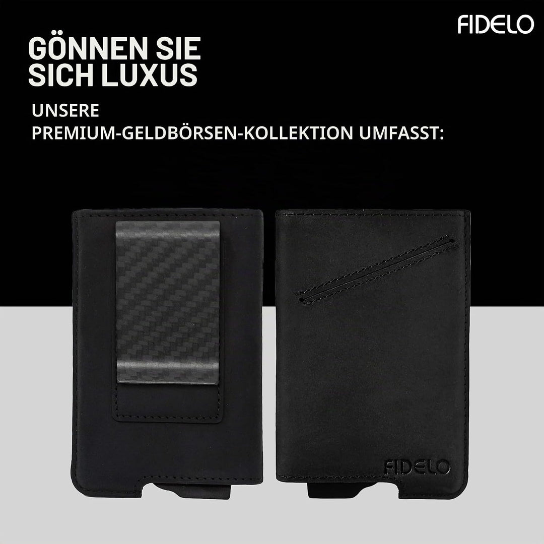 Fidelo Karbonfaser-Minimalistische Brieftasche – Schlankes Kreditkartenetui, Geldscheinklammer-Geldb