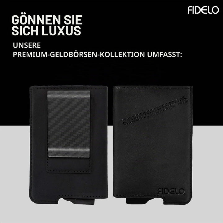 Fidelo Karbonfaser-Minimalistische Brieftasche – Schlankes Kreditkartenetui, Geldscheinklammer-Geldb