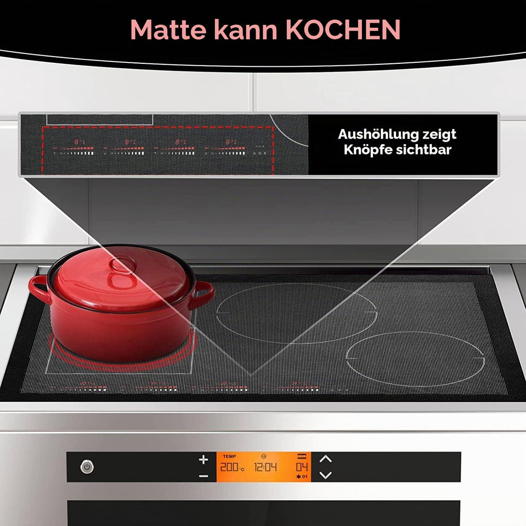 KitchenRaku Grosse Induktion schutzmatte, Rutschfest Silikon Induktionskochfeld Schutzmatte (magneti