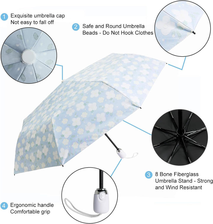 CUBY Regenschirm, Sonnenschirm Regenschirm, Freien Uv-Schutz Damen Automatik Faltschirm Winddicht Re