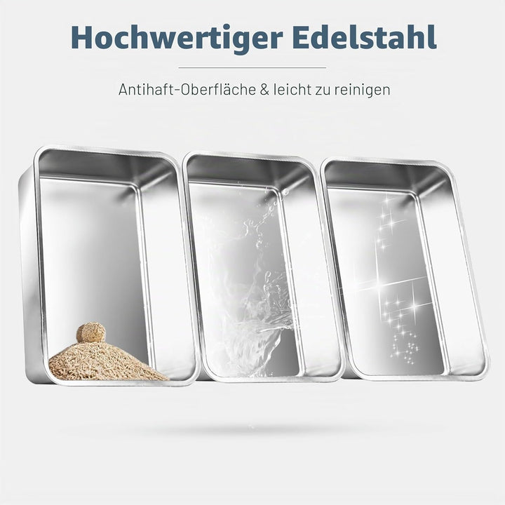 3 Pack Edelstahl Katzenklo, XL 22.9&