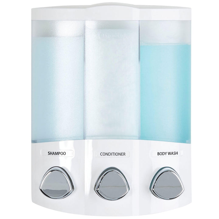 Better Living Seifen-, Duschgel- und Shampoo-Spender, in Chrom-Finish, ABS-Kunststoff, weiss, 3-Cham