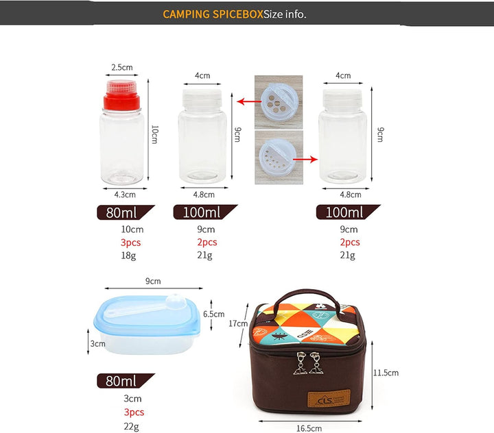 Outdoor Seasoning Gewürzbehälter Portable kleiner Salzstreuer BBQ Gewürzflasche Set Transparent Gewü