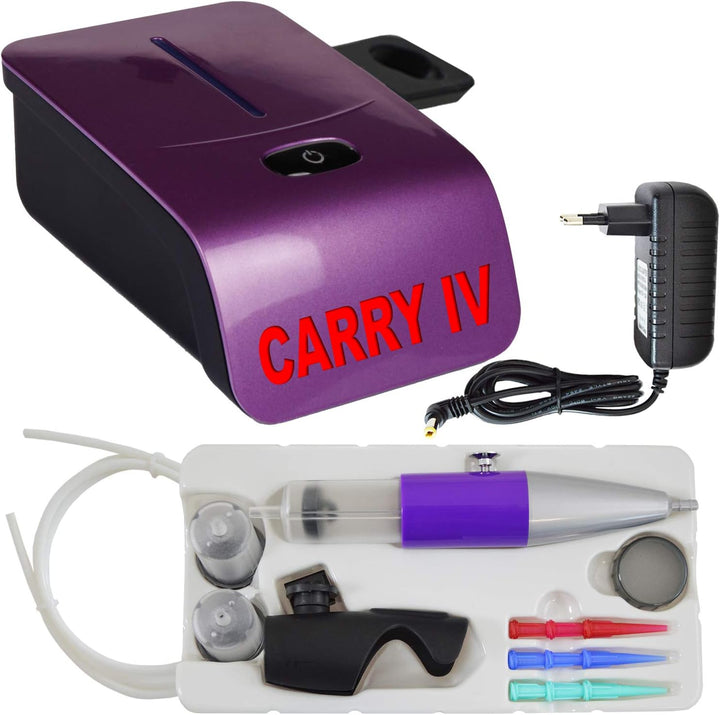 AirBrush Set Carry IV-TC Violet - Airbrush Kompressor mit Sensor-Touch-Control-Technologie/mit Torte