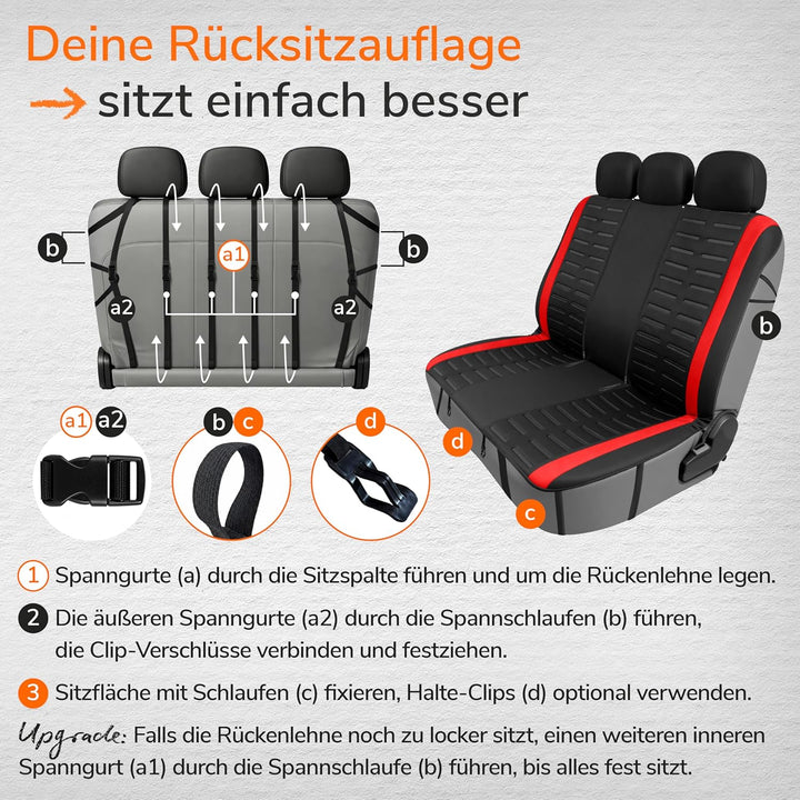 Upgrade4cars Autositzbezüge Set Universal Version 2026 | Auto-Schonbezüge für die Vordersitze & Rück