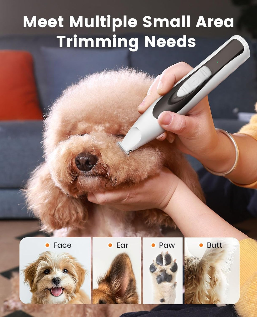 oneisall Pfotentrimmer für Hunde mit LED-Licht, Leise Hundepfoten Trimmer Paw Trim Pro dr Pfoten, Wi