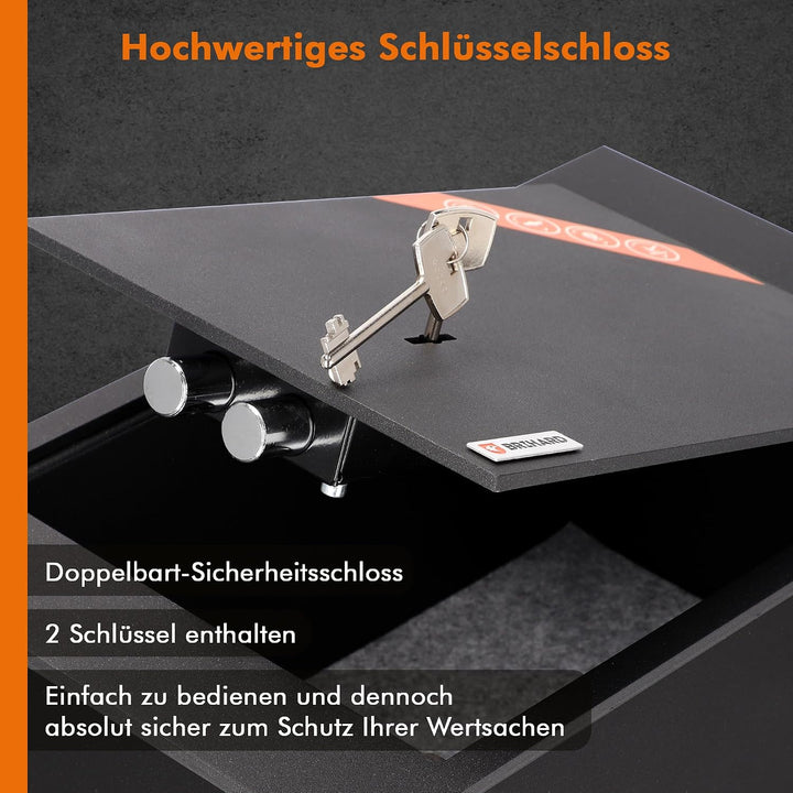 Brihard Bodenmontierter A4-Dokumententresor mit Schlüsselschloss – 13,5L Sichere Aufbewahrung – Auss