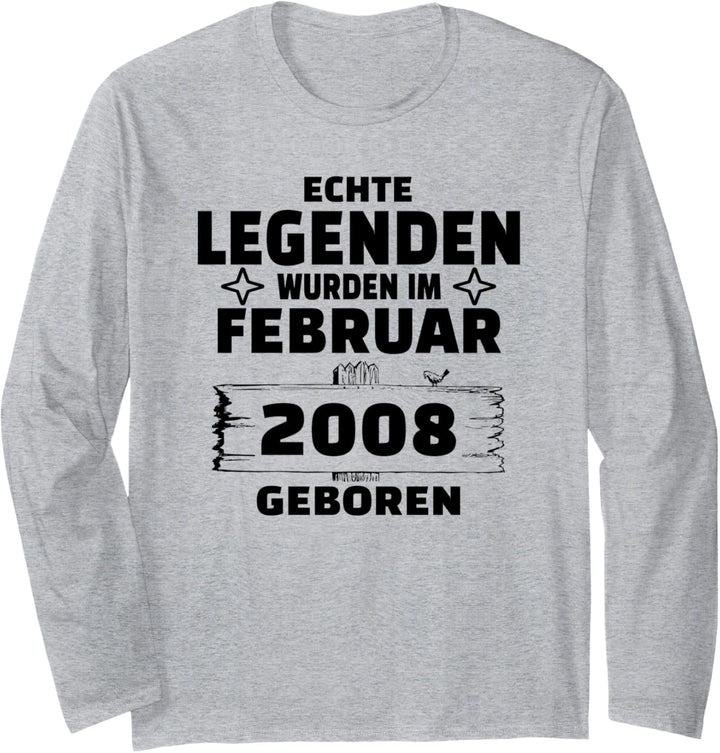 Geburtstag Jahrgang 2008 Februar Design Langarmshirt