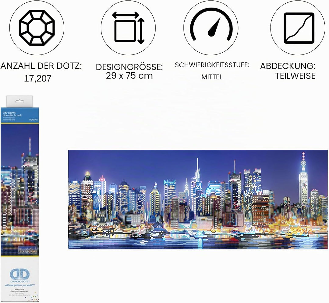 DIAMOND DOTZ 2592648 Original 5D Diamond Painting Set, Skyline, DIY Diamant-Malerei-Kit mit runden G