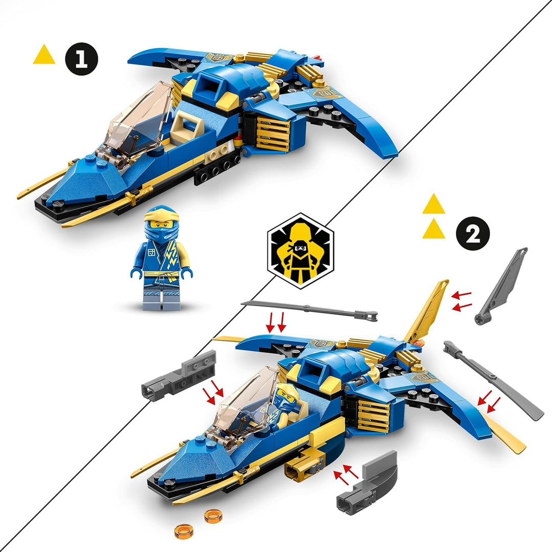 LEGO 71784 NINJAGO Jays Donner-Jet EVO, Aufrüstbares Ninja Spielzeug-Flugzeug mit Jay Minifigur, Ges