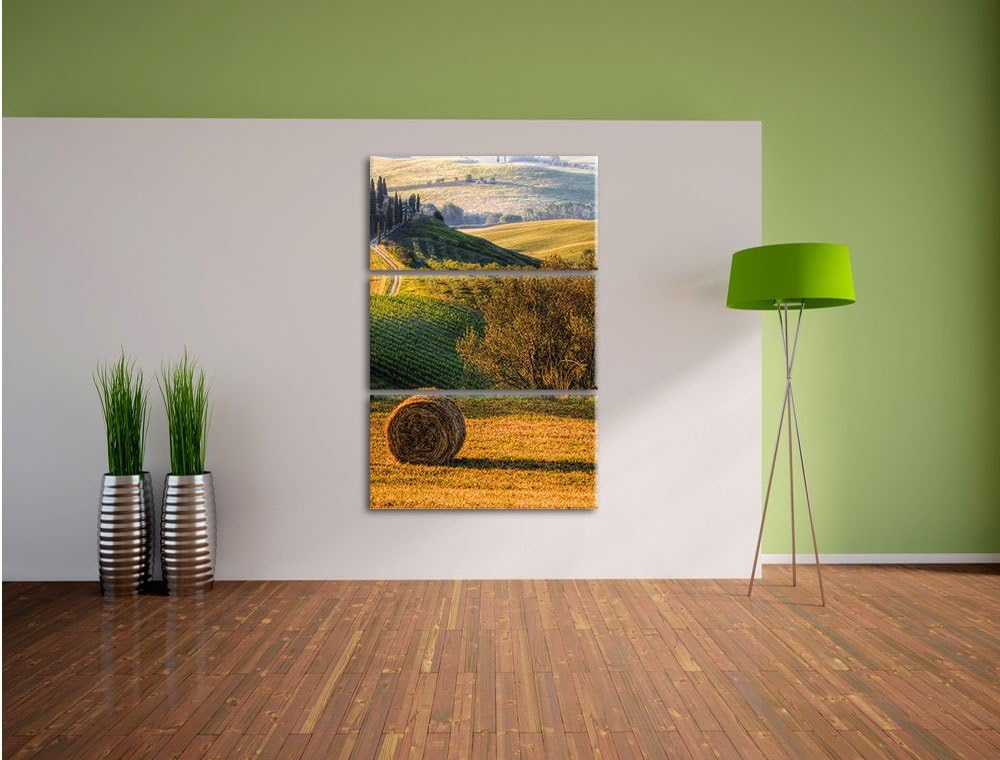 Pixxprint Italienische Toskana Landschaft als Leinwandbild/Grösse: 3 Teilig (120x80 cm) cm/Wandbild/