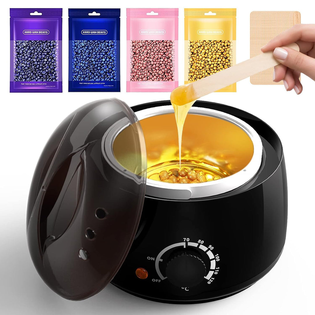 Wachswärmer Waxing Set Wachs Haarentfernung zuhause: Professionell Wax Maschine 4 Packungen wachsper