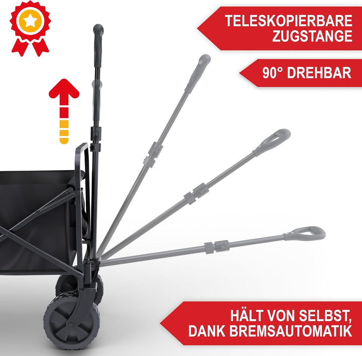ONBEST Bollerwagen faltbar - Plus Regenschutz - Faltbollerwagen - Bollerwagen Für viele Anwendungen