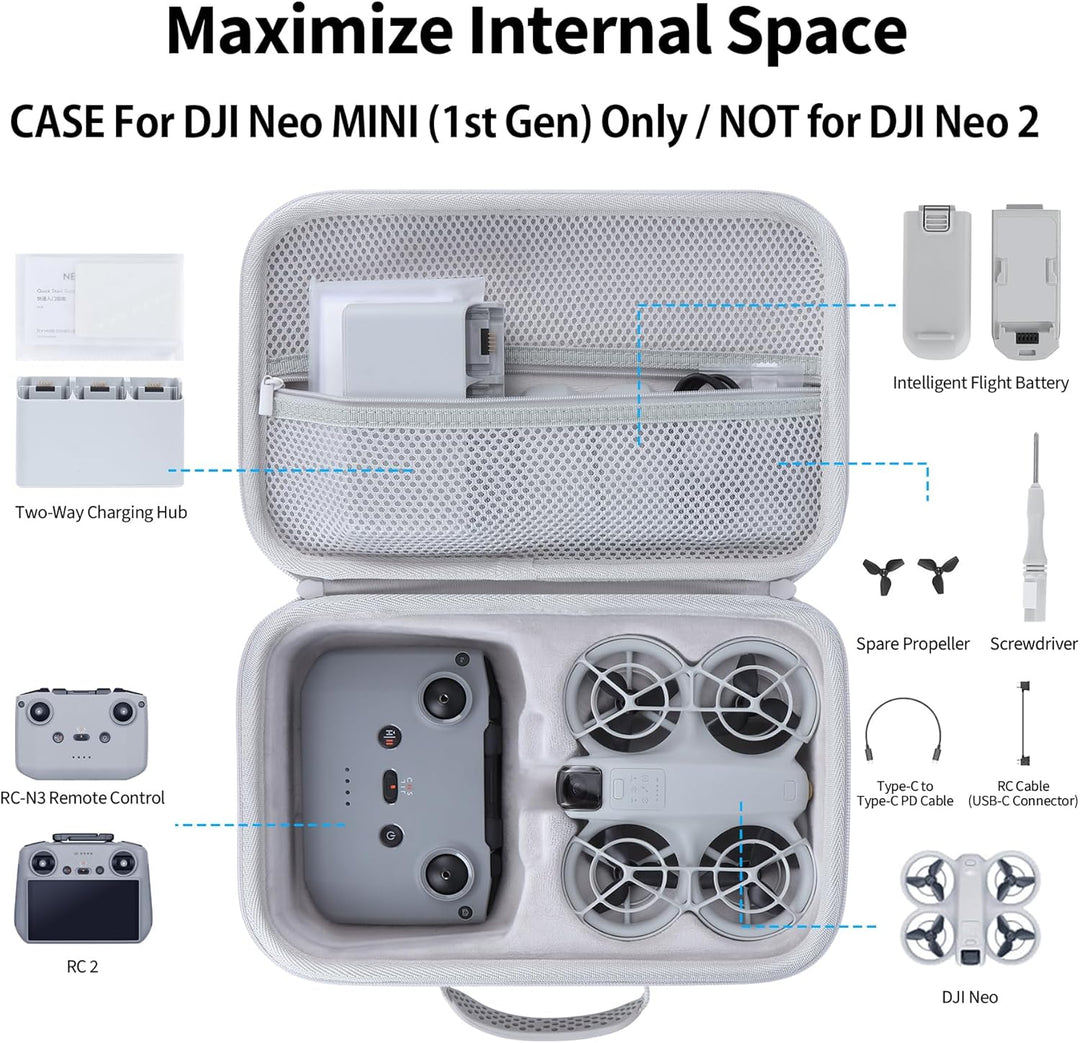 Hart Schutzhülle Kompatibel mit DJI Neo, Mini Drohne mit Kamera 4K UHD (Grau), Grau