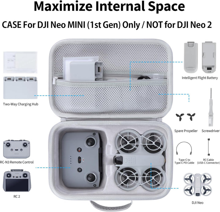 Hart Schutzhülle Kompatibel mit DJI Neo, Mini Drohne mit Kamera 4K UHD (Grau), Grau