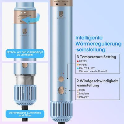 webeauty [3 in 1] Air Styler & Föhnbürste, [110.000 RPM] Hochtouriger negative Ionen Haartrockner Bü