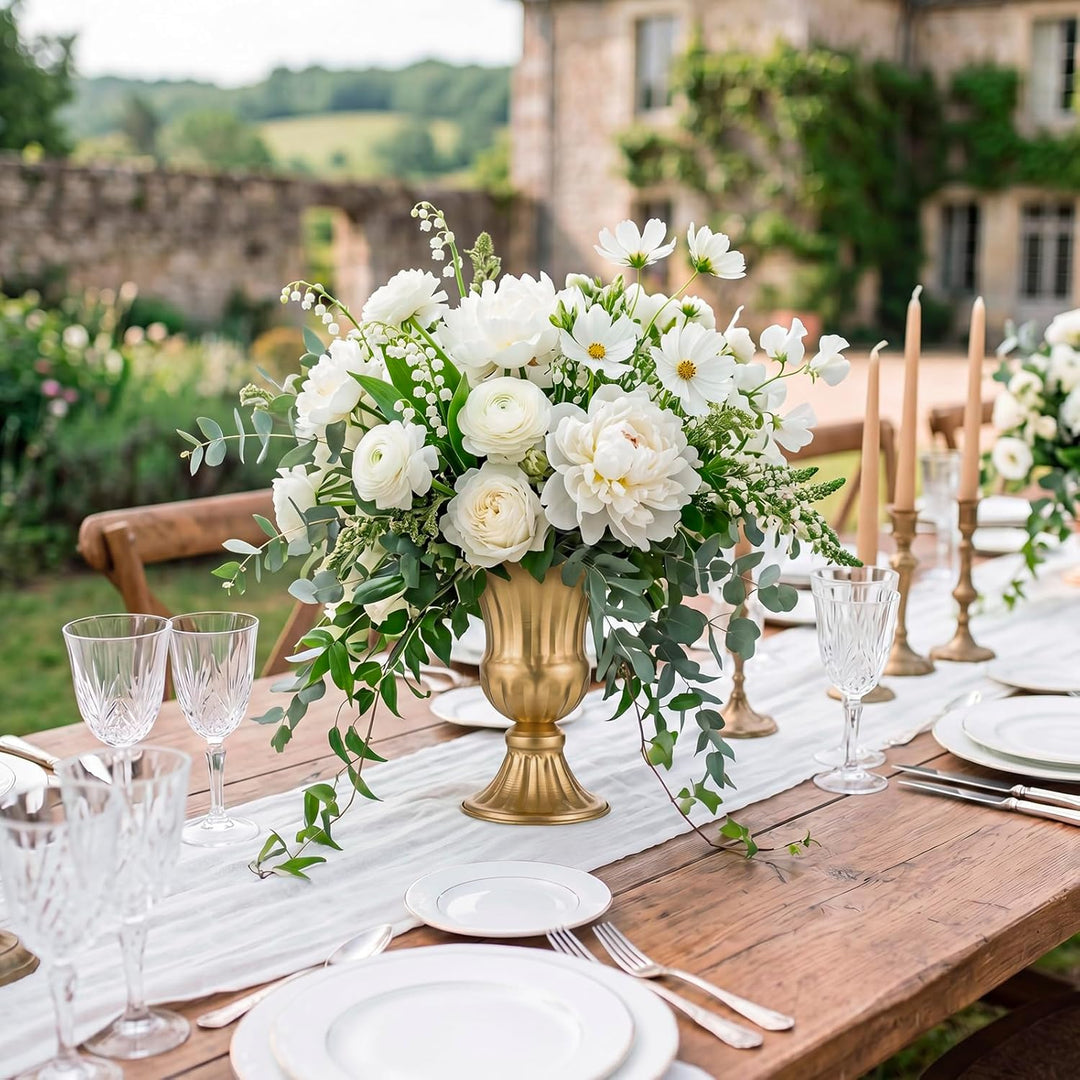 Sziqiqi Golden Metall Vase für Hochzeit - 2 Stück Klein Blumenvase Deko Hochzeit Mittelstücke, Vinta