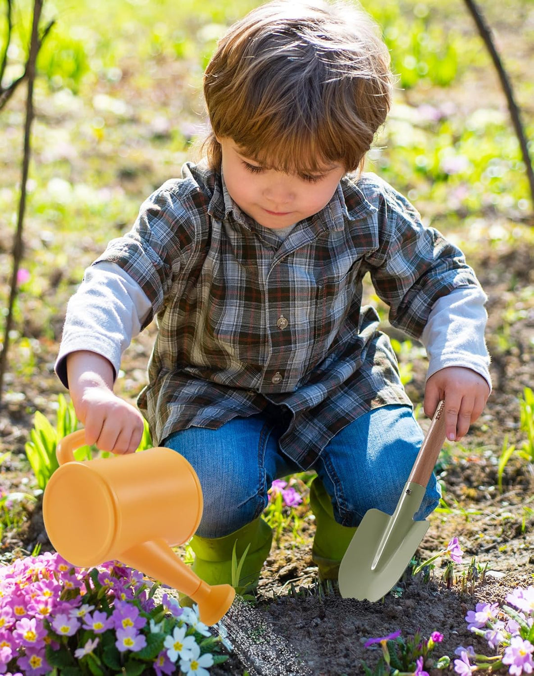 ROBUD Kinder Gartenarbeit Set, 18 PCS Kleinkind Gartengeräte Kit mit Schürze, Handschuhe, Schaufel,