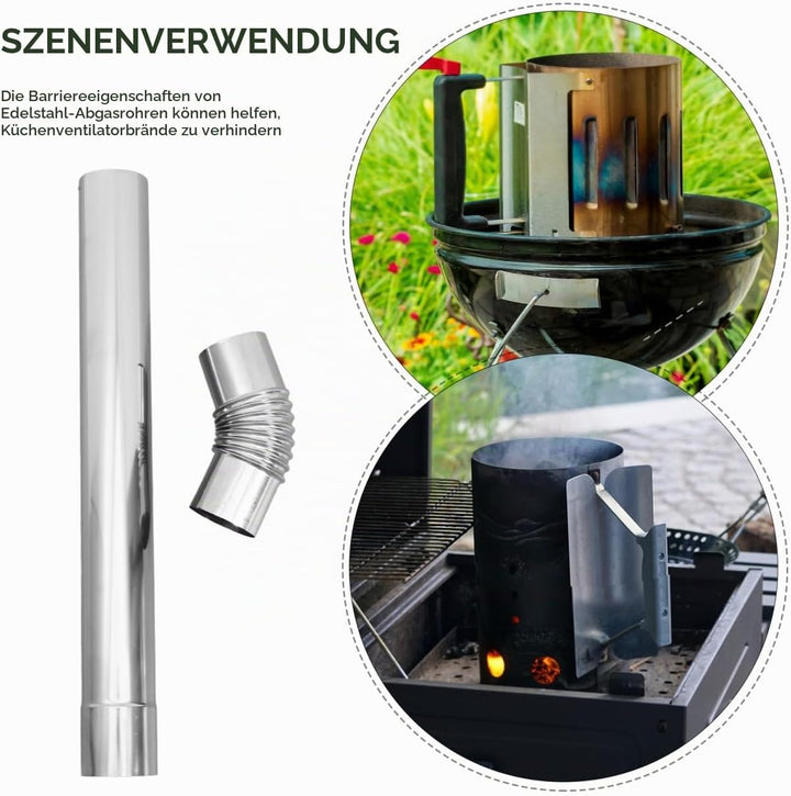 Cabilock Edelstahl Kaminrohr Set, 50X6cm Geradem Rohr und 45° Winkelrohr für Zeltofen und Camping He