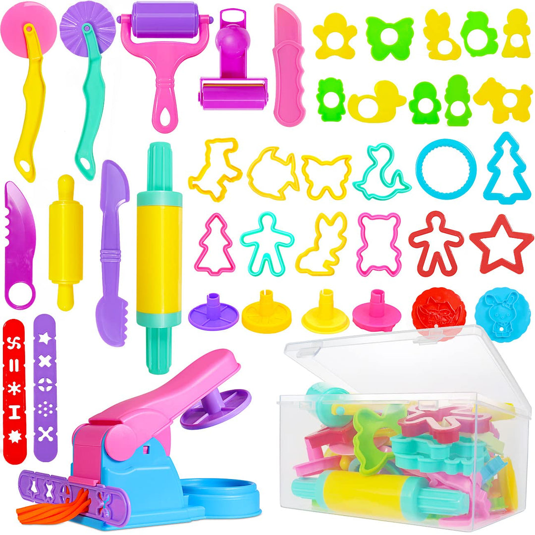 Knetwerkzeug, 40 Stück Knete Zubehör Kinder Plastilin Werkzeuge, Knete Ausstechformen Extruder Model