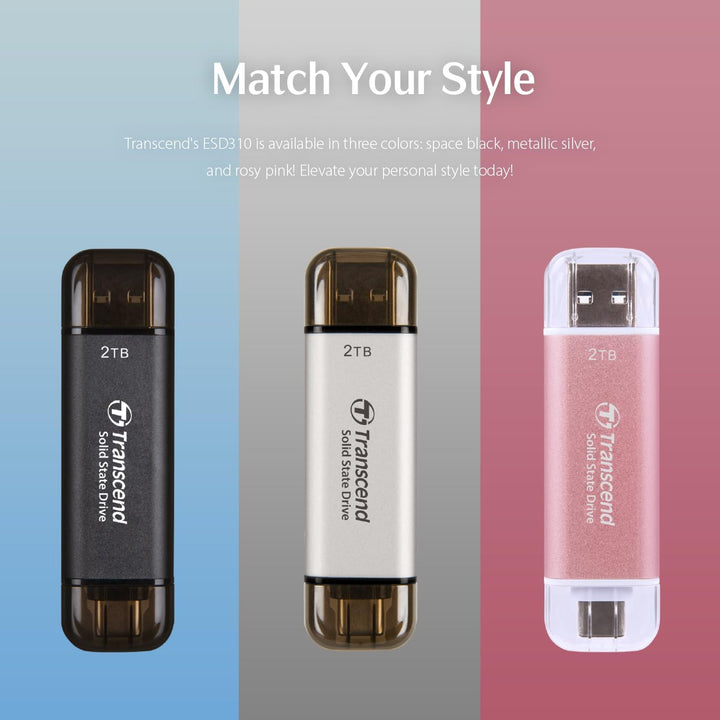 Transcend External SSD 512GB ESD310S USB 2) Silver 2) 512GB, 2) Silver 2) 512GB