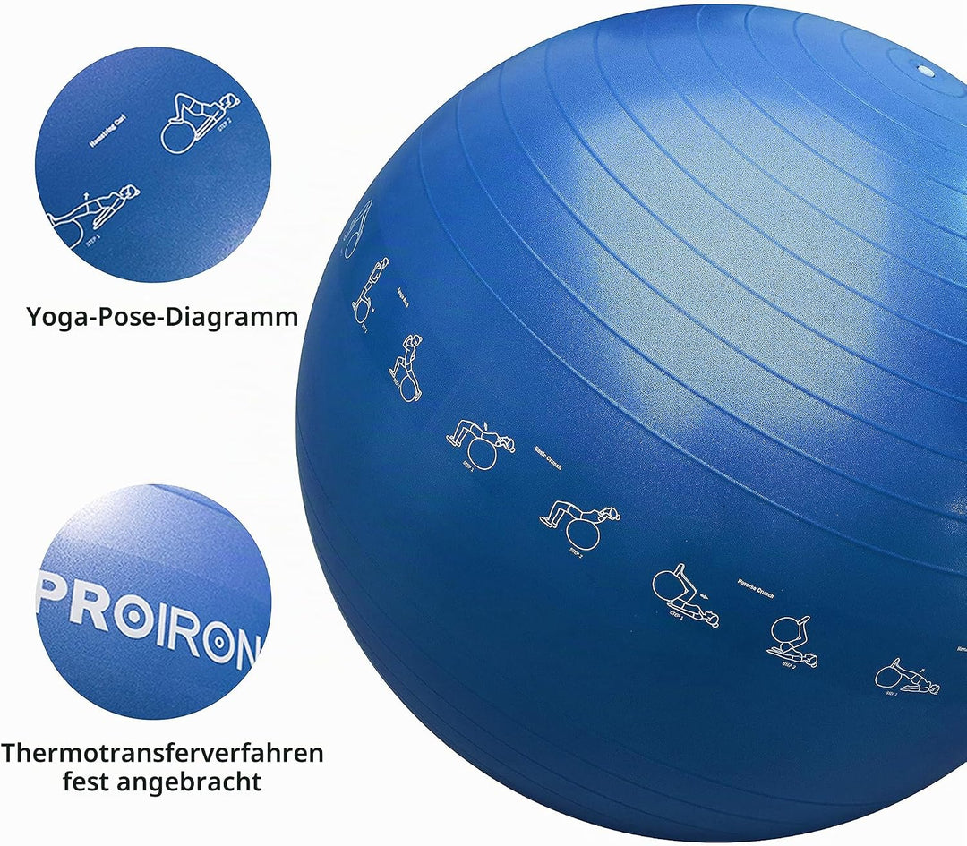 PROIRON Gymnastikball Pezziball Sitzball Trainingsball Fitnessball &amp; Balance für Core-Training mit P