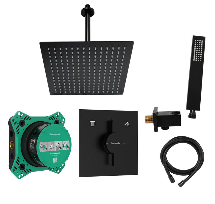 vanvilla Duschsystem mit Unterputz Duscharmatur von Hansgrohe Duo Turn E und vanvilla Regendusche mi