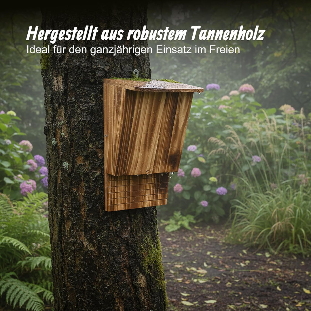 Relaxdays Fledermauskasten, 2 Unterschlüpfe für Fledermäuse, HBT: 34 x 22,5 x 12,5 cm, geflammt, Fle