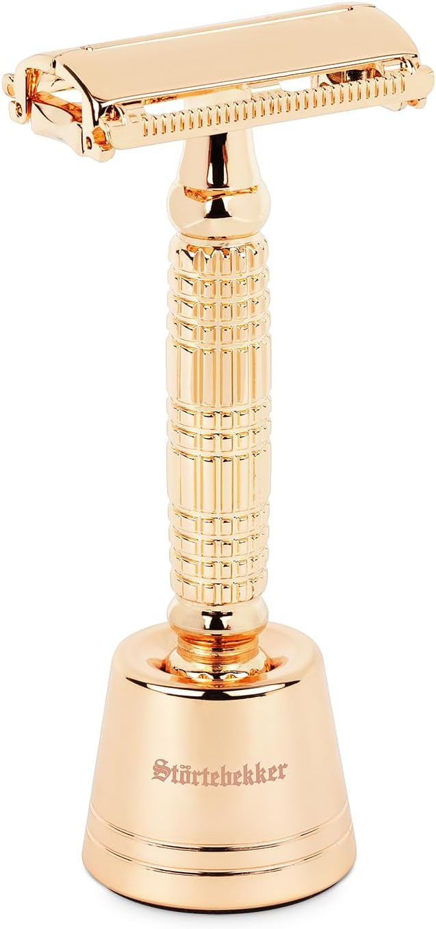 Störtebekker® Premium Rasierständer "Hamburg" aus Edelstahl in Rosé-Gold - geeignet für (Störtebekke
