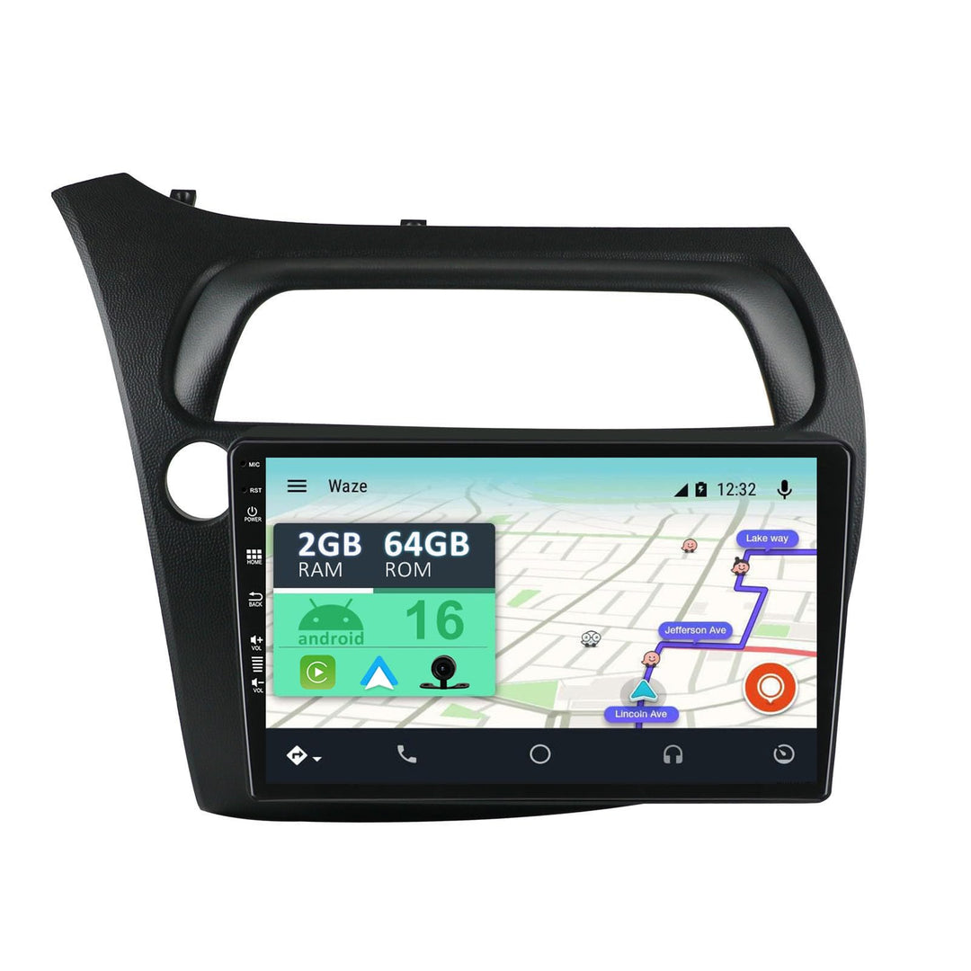 [2GB+32GB] Android 14 Autoradio mit Navi für Honda Civic (2006-2011)-9 Zoll Touchscreen-mit Kamera-D