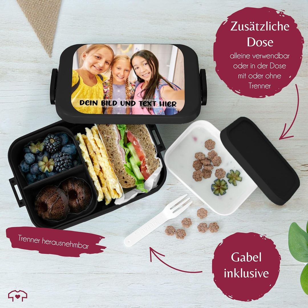 Kinder Bento Box Midi für Mepal Bentobox - Brotbox Dein Bild und Text I Custom Text und Foto Lunchbo