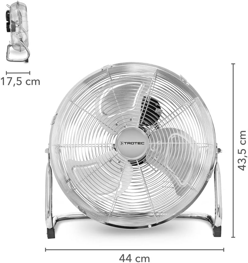 TROTEC Bodenventilator TVM 14 – 44 Watt, Neigungswinkel 100°, 3 Stufen, Ø 35 cm, kippfester Stand, l