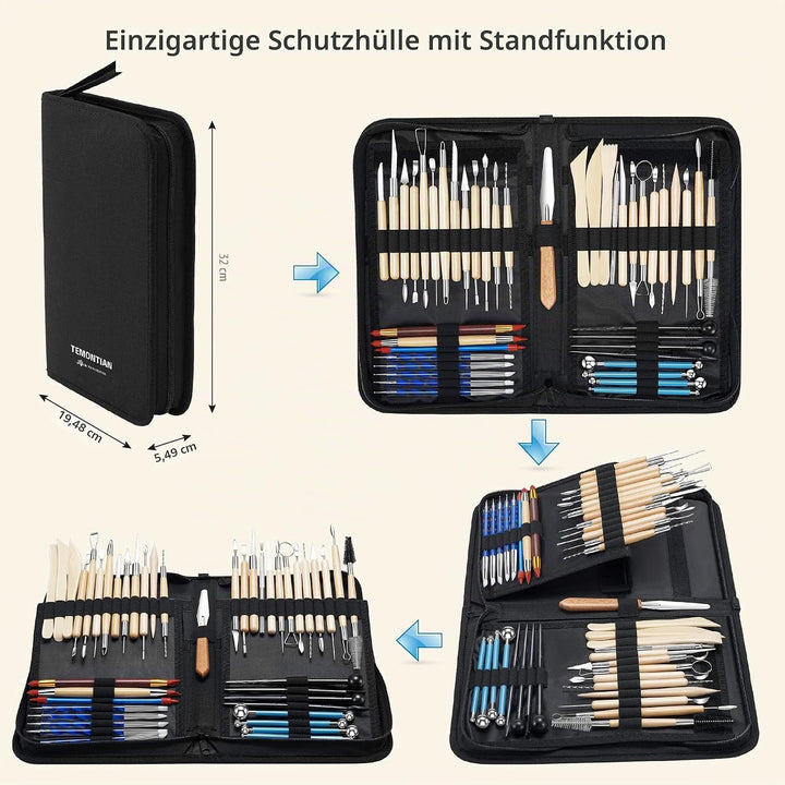 Töpfer-Ton-Modellierwerkzeuge, 44 Doppelseitige Professionelles Tonwerkzeug Töpferwerkzeug-Set mit T