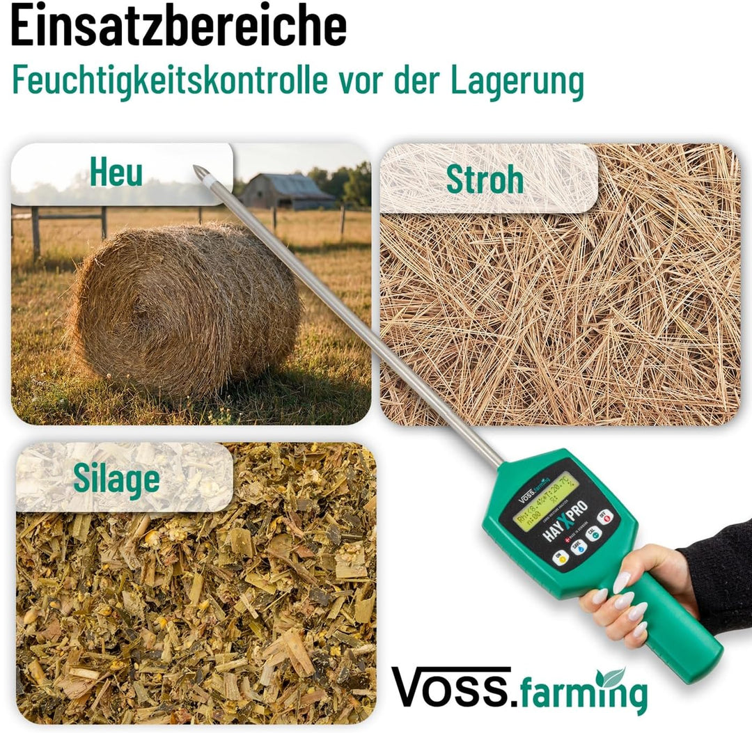 VOSS.farming HayXpro Feuchtigkeitsmessgerät für Heu, Stroh und Silage, Heufeuchtemesser, 50cm Sonde,