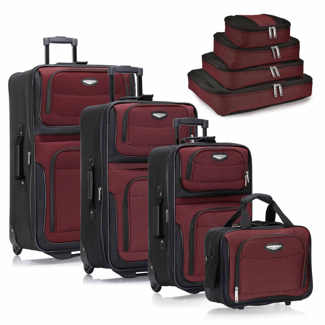 Travel Select Amsterdam Erweiterbares Rollgepäck 8-Piece Set (15/21/25/29/Packing Cubes) Burgunder