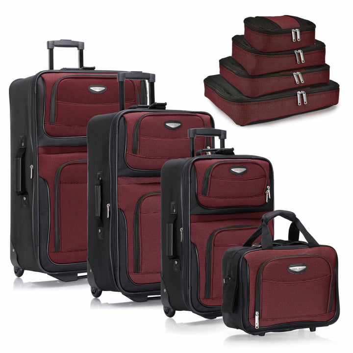 Travel Select Amsterdam Erweiterbares Rollgepäck 8-Piece Set (15/21/25/29/Packing Cubes) Burgunder