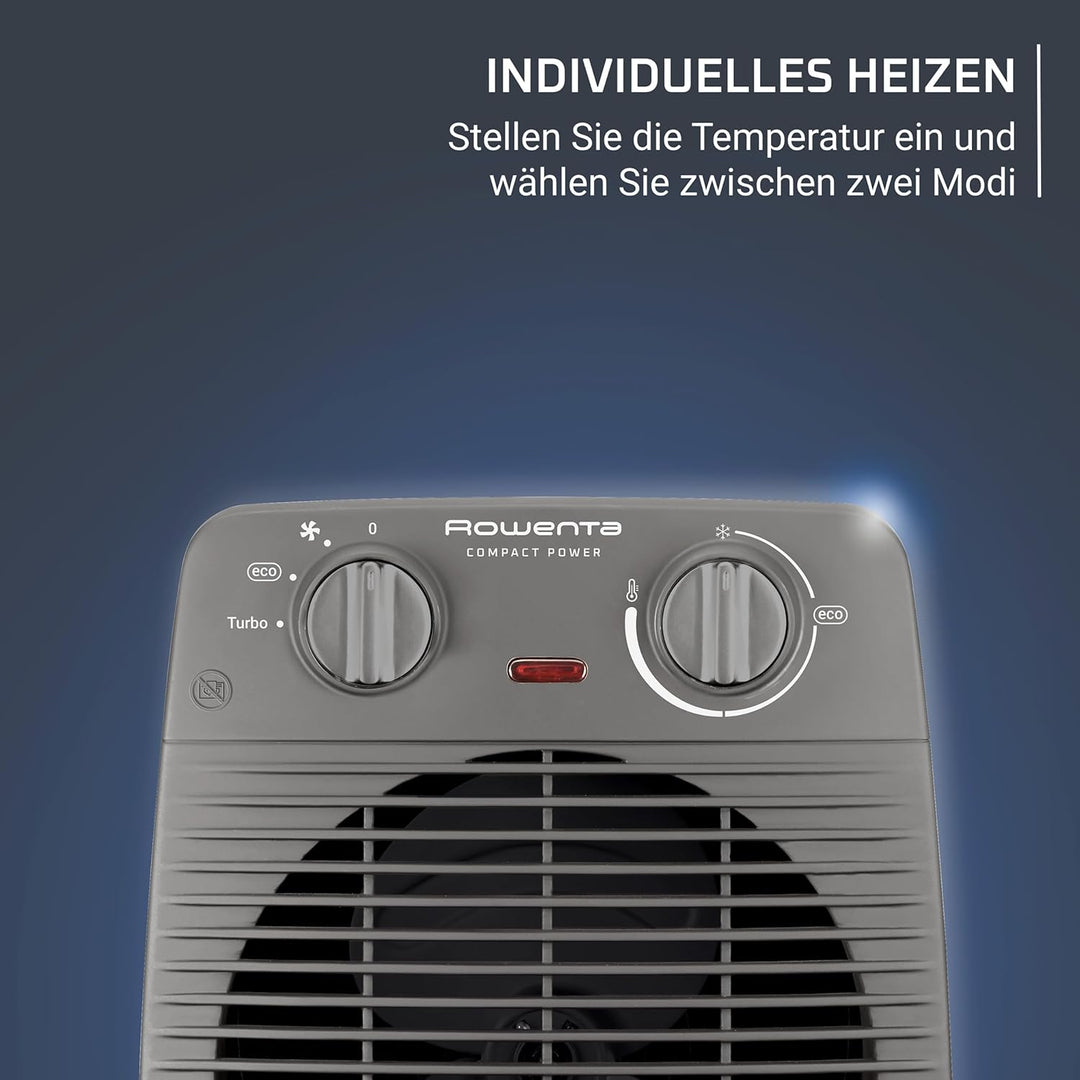 Rowenta Compact Power Heizlüfter, 2 Leistungsstufen, kompakte Abmessungen, Thermostat, Kühlstufe, Tr