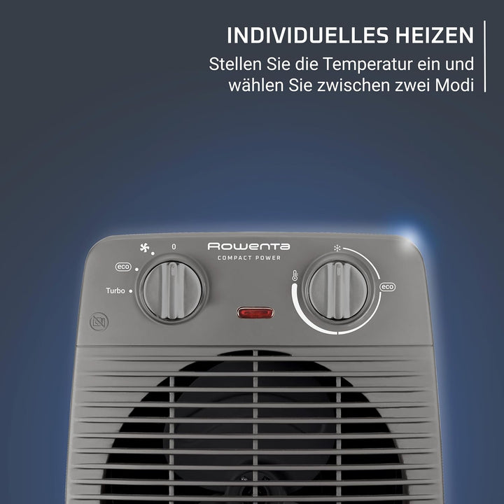 Rowenta Compact Power Heizlüfter, 2 Leistungsstufen, kompakte Abmessungen, Thermostat, Kühlstufe, Tr