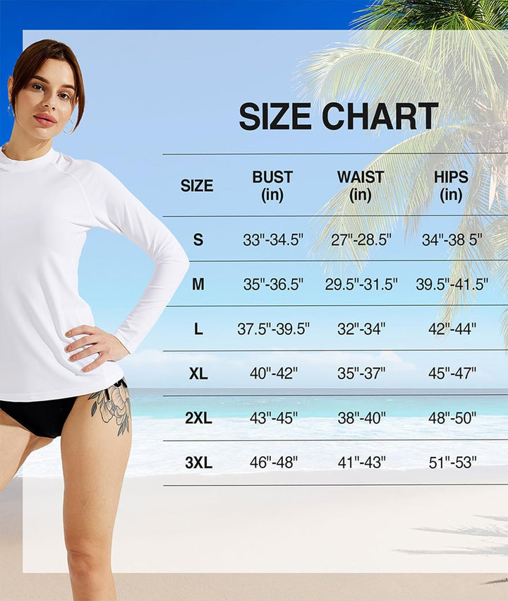 Damen Rash Guard Langarm Sonnenschutz Schnelltrocknend Badeshirt Surf Shirt Schwimmen Bademode L Wei